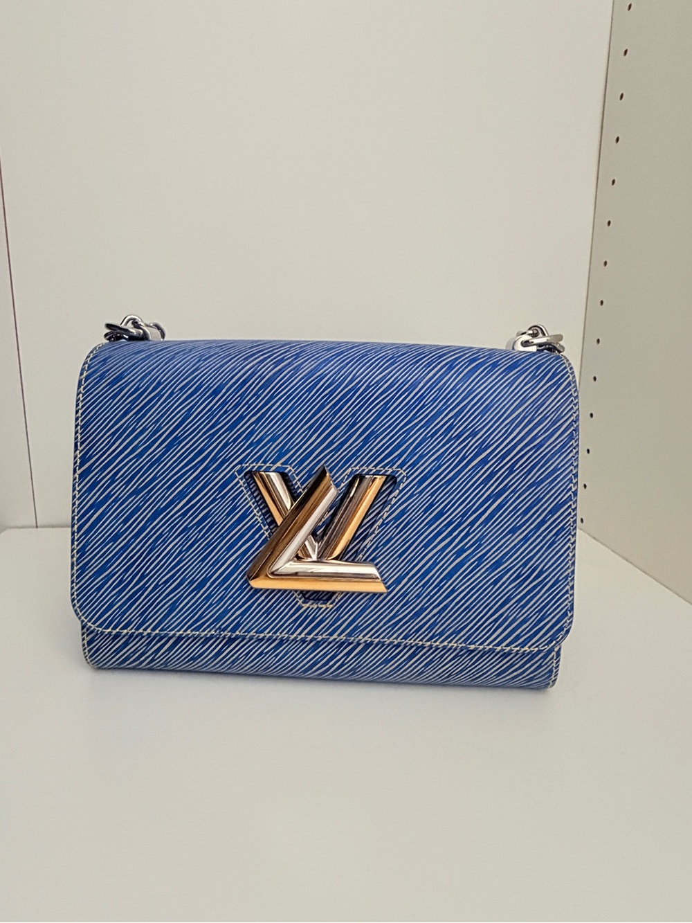 Louis Vuitton Blue Epi Twist PM Crossbody with Gold Hardware